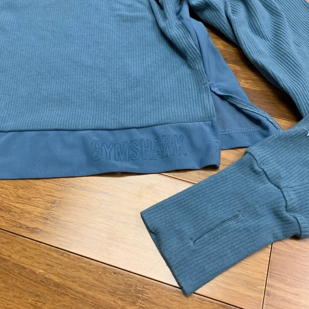 Gymshark Ribbed Long Sleeve Top Womens Size Medium Cutout Thumb Hole Athletic‎
